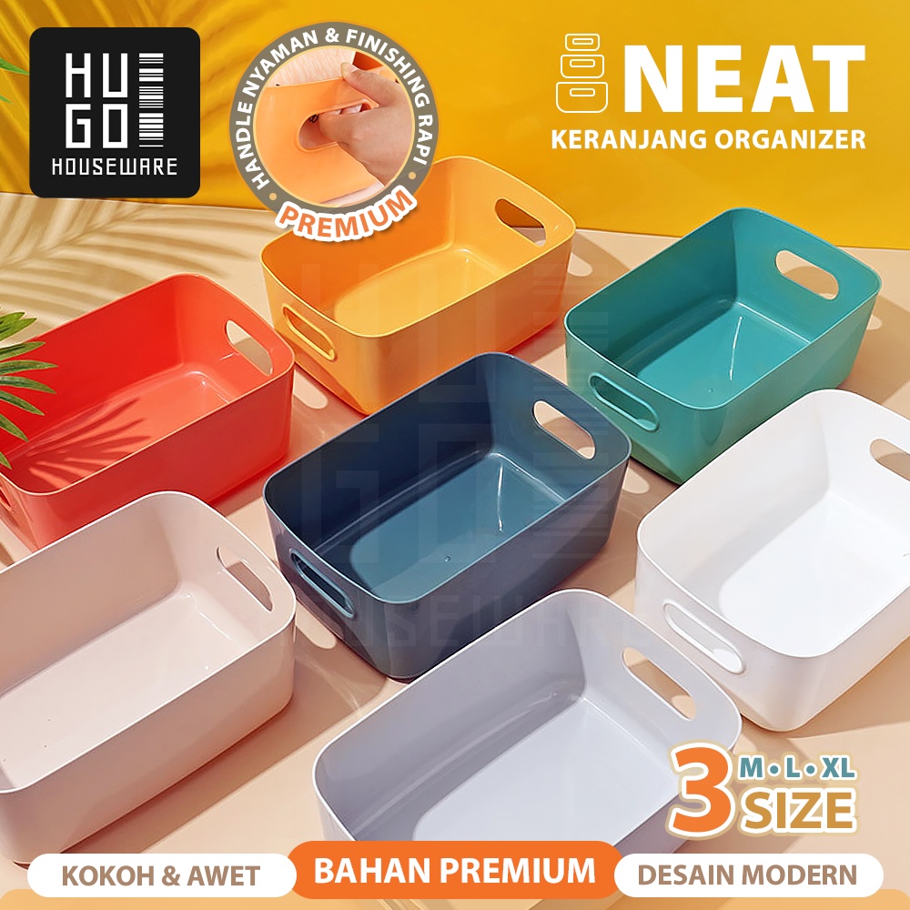 HUGO Keranjang Serbaguna Tempat Penyimpanan Mainan Pakaian Makanan Makeup Kosmetik Multifungsi Storage Box Organizer Bahan Plastik