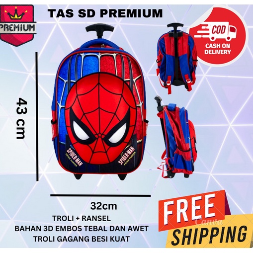 Tas Troley Sekolah Anak SD Transformer Optimus Prime 3D Timbul Hard Cover - Blue