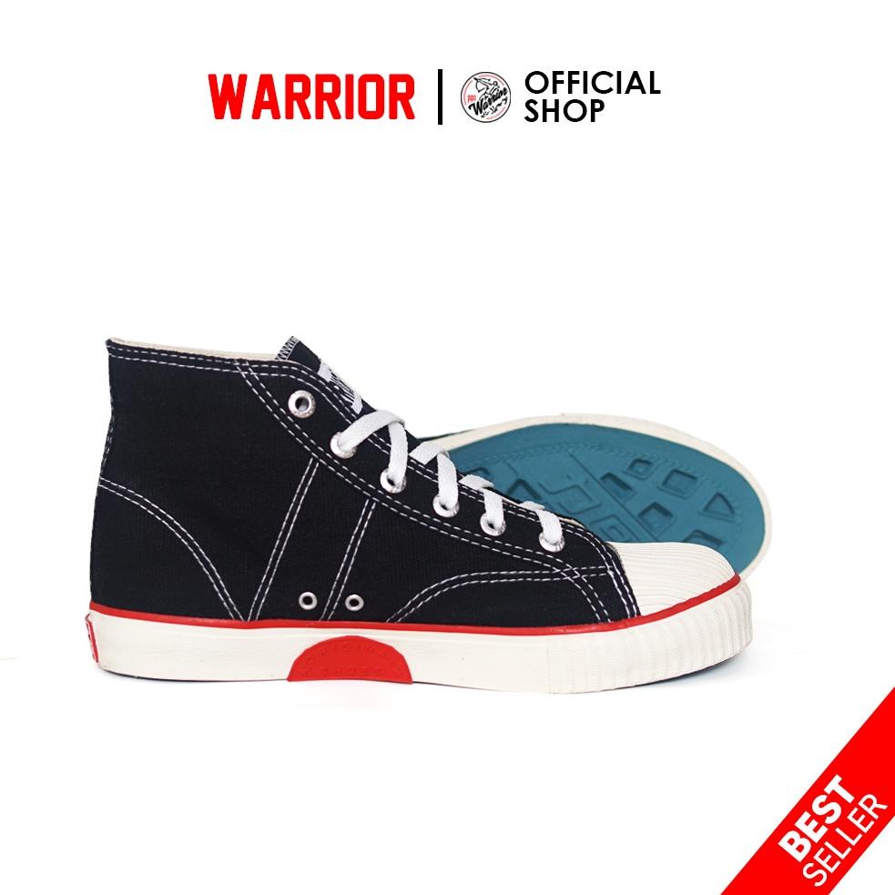 MURAH Warrior Classic Hitam Putih HC - Sepatu Sekolah Warrior Tinggi