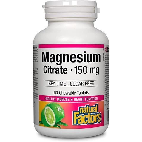 NATURAL FACTORS MAGNESIUM CITRATE KEY LIME 150 mg 60 Chewable Tablets