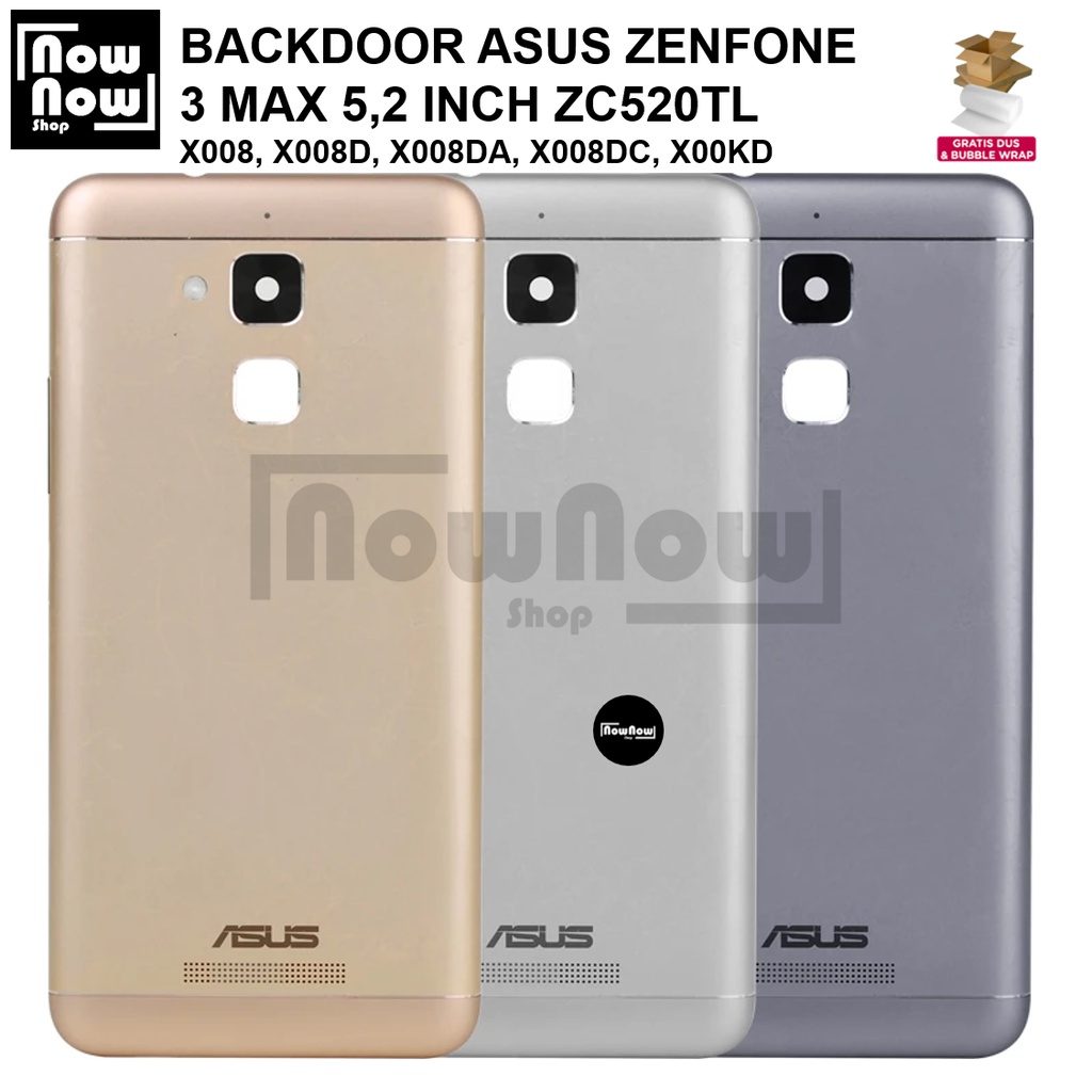 Backdoor Tutup Belakang Baterai Asus Zenfone 3 MAX 5,2 INCH ZC520TL X008 X008D X008DA X008DC X00KD Backcover Back Casing Housing Cover Belakang Back Case Panel Replacement Kaca