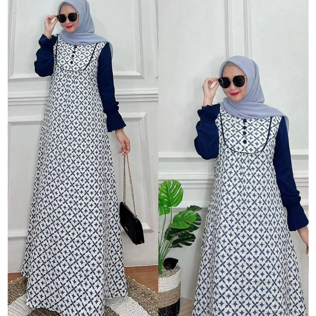 Falia Dress Wanita Syari Crincel Busui / Gamis Lebaran