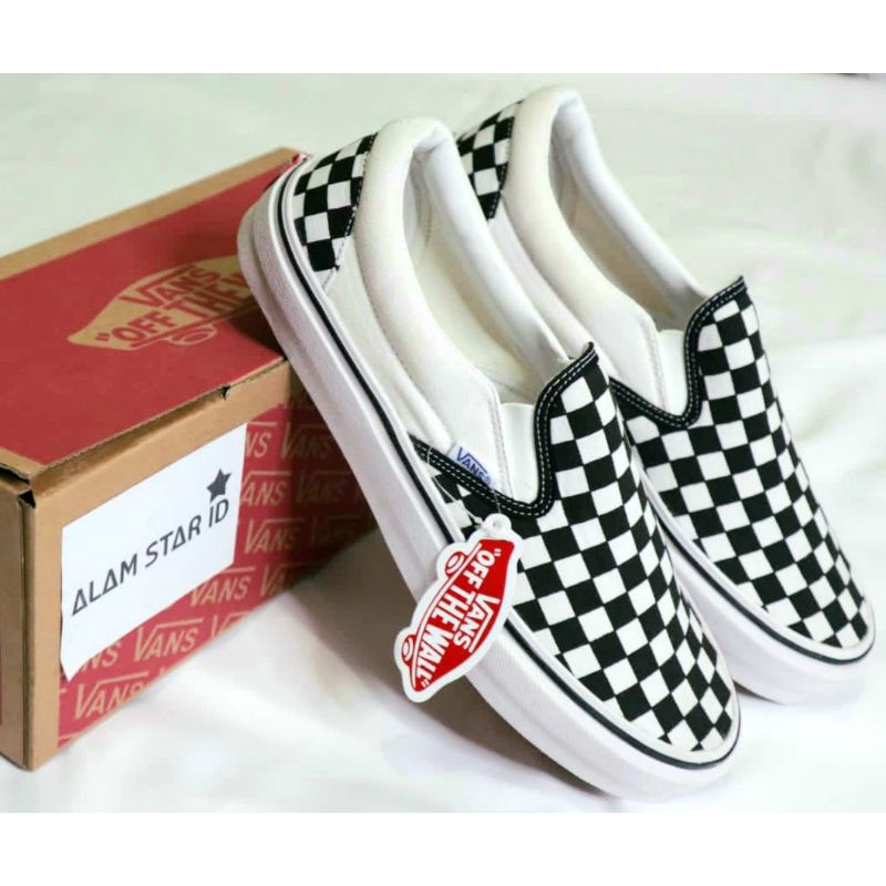 Sepatu Vans Slip On CheckerBoard Classic / Sepatu Vans Catur Klasik Premium Terlaris