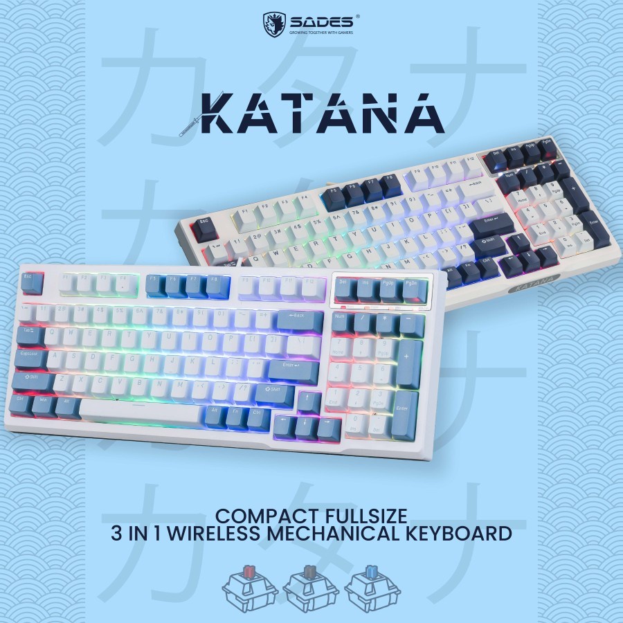 Sades Katana Wireless Bluetooth 96% Mechanical Keyboard Gaming