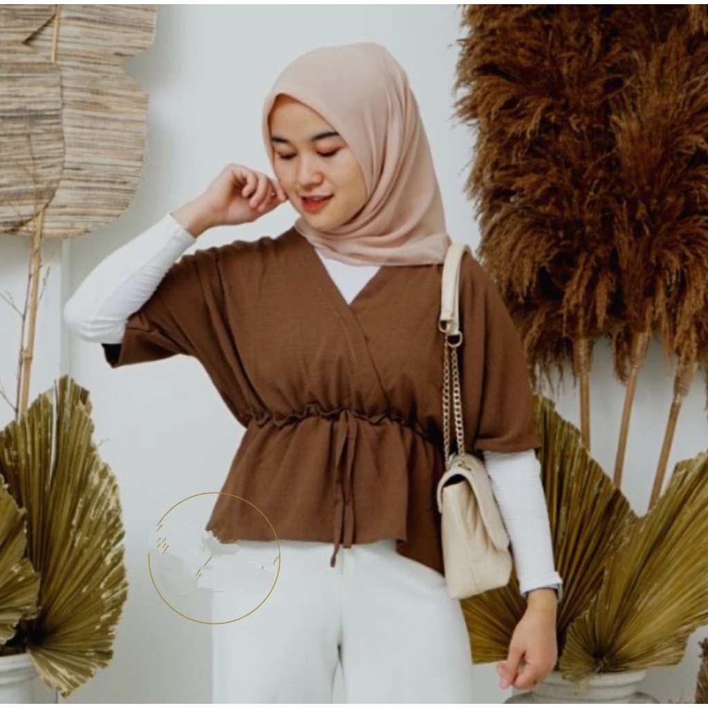 Rebecca Blouse kemeja wanita muslimah airflow crincle deodora