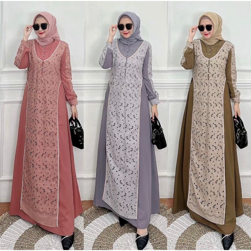 SHAFA DRESS PEESENT BY DEYURA CANTIK MEWAH MURAH NYAMAN ELEGANT SIMPLE