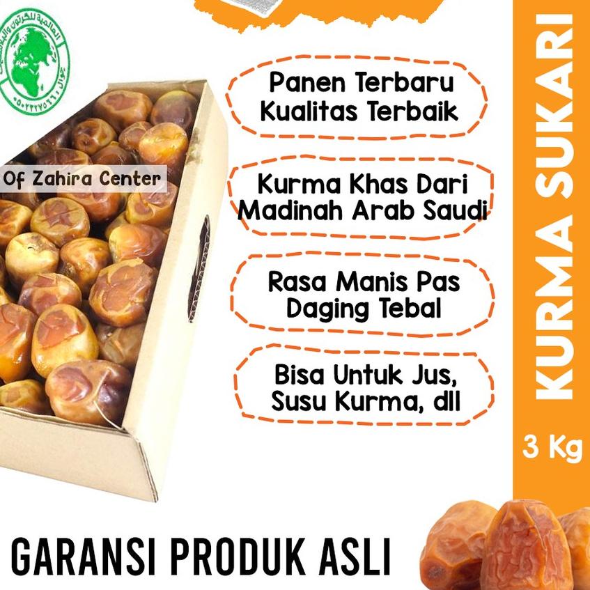 

◌ Kurma Sukari Basah Dus 3KG Lembut Manis Daging Tebal Kurma Raja MPASI Nabeez Jus Penambah Imun ۩