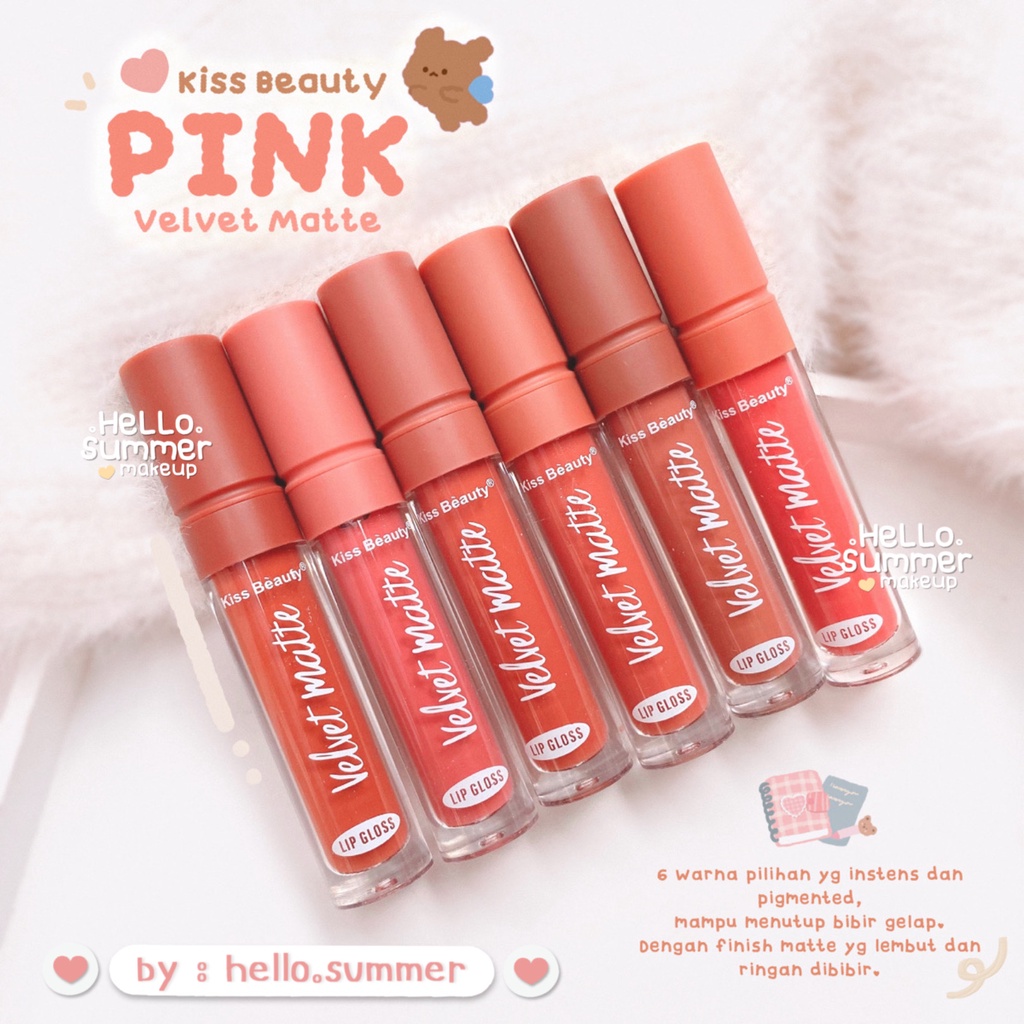 Kiss Beauty Pink Velvet Matte Lipgloss Lipstick 4ml Longlasting &amp; Transferproof