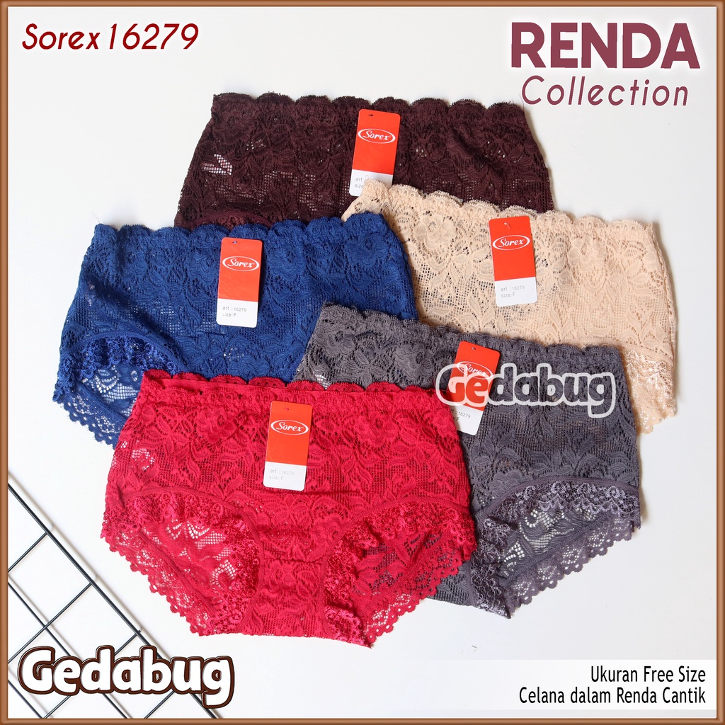 3 Pcs - CD Wanita Sorex 16279 Renda Sexy | Celana dalam wanita dewasa Free Size Fit to L-XL | Gedabug