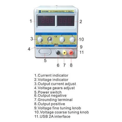 SUNSHINE 1502D DC Power Supply Adjustable 15V 2A Original