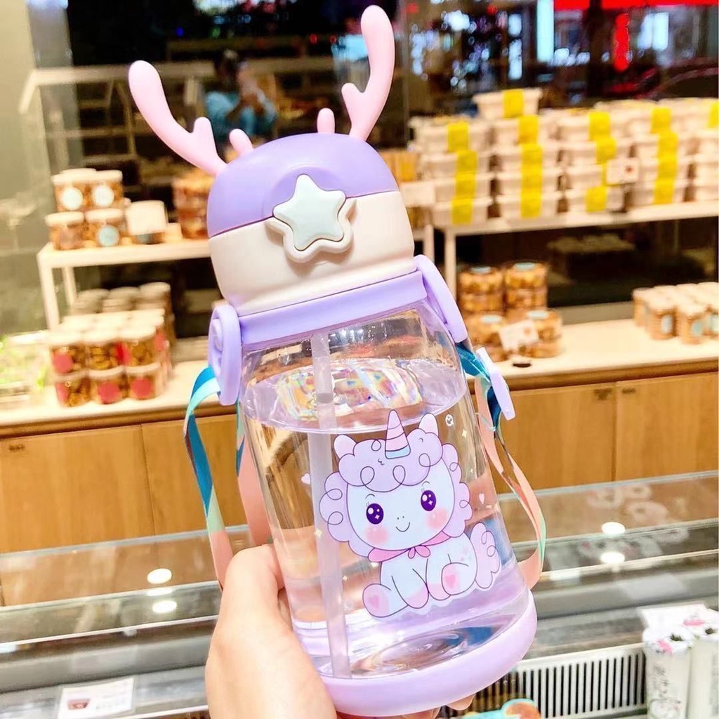 BOTOL MINUM ANAK / BABY KAPASITAS 700ML KARAKRTER LUCU BPA FREE-RUSA  UNGU 2186 NEW