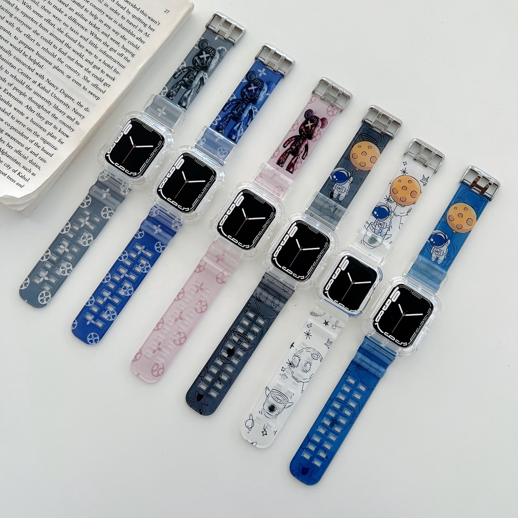 TPU  Transparent Strap for Apple Watch  41mm 45mm 2 in1  iWatch Pola yang Tali Kreatif