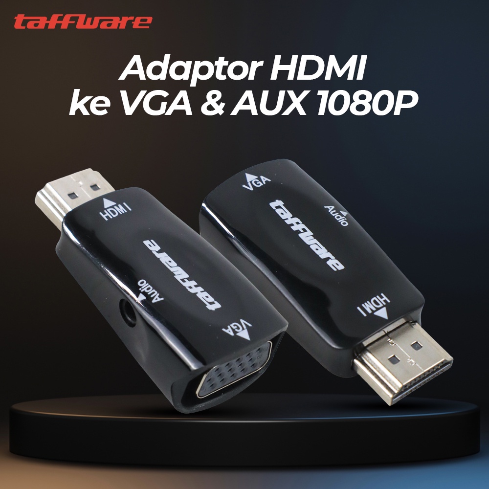 Taffware Adaptor HDMI ke VGA &amp; AUX 1080P - S-PC-0389