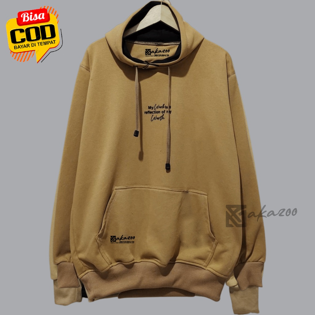 switer distro pria original bandung AKAZOO warna cream kardus and other life tulisan hitam sweater oversize wanita korean style hoodie polos jumbo oversize murah hodie cowok distro simple keren  hoodi pria terbaru 2021 umisex m l xl xxl premium akazoo