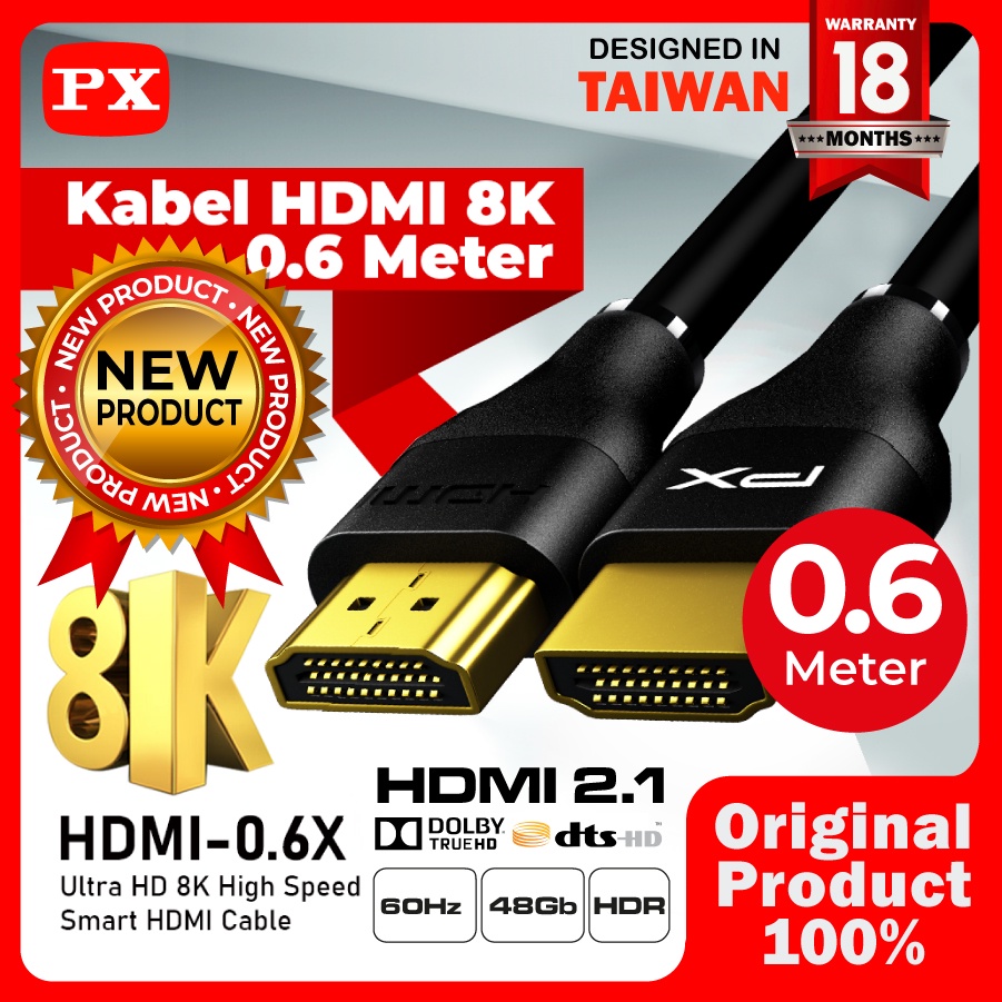 Kabel HDMI 2.1 High Speed UHD 8K HDR HDMI Cable 0.6M PX HDMI-0.6X