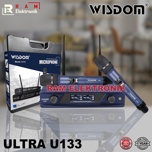 Mic Wireless WISDOM U133 / U-133 Dual 2 Mic Handle Original