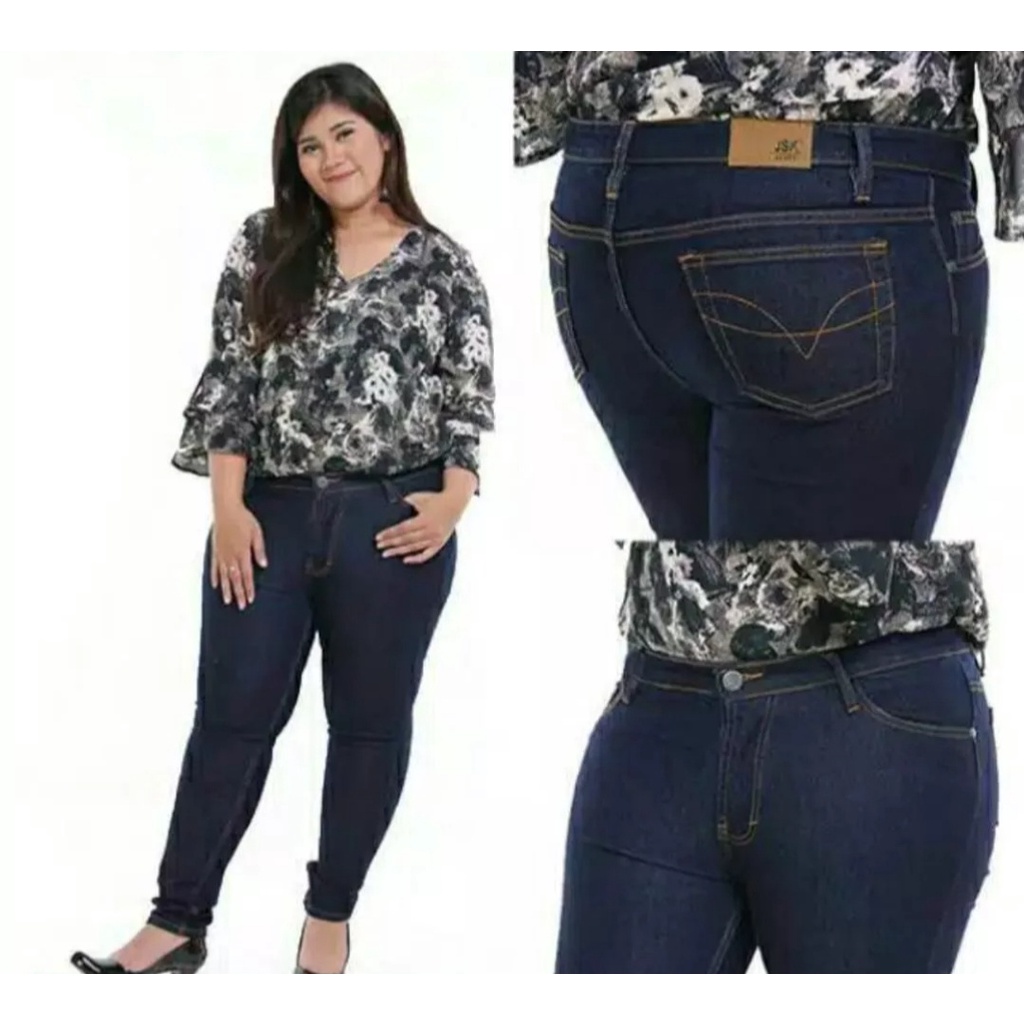 CELANA JEANS WANITA JUMBO - MODEL SKINY DENIM STREET SIZE 27 - 38 PILIHAN TERBAIK KEKINIAN