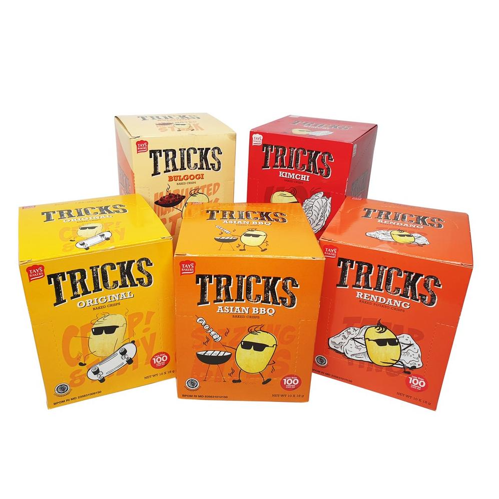 

4.4 HARGA GROSIR Tricks Biskuit Kentang Potato Baked Chips - Netto 10 pc x 20gr