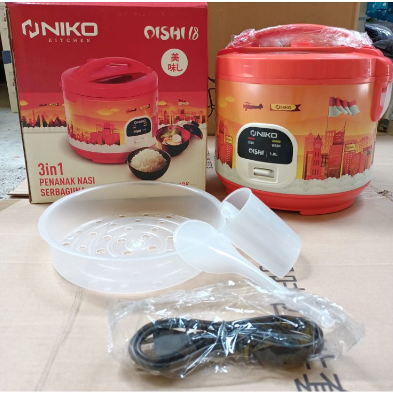 Rice Cooker Niko Oishi [1.8L] Landmark | Niko Magic Com 1.8 Liter 3in1 Tutup Kaca / Rice Cooker Oishi 18 | Niko magic com 1,8/magiccom/penanak nasi serbaguna niko oishi 3in1 Tutup Kaca | FMS