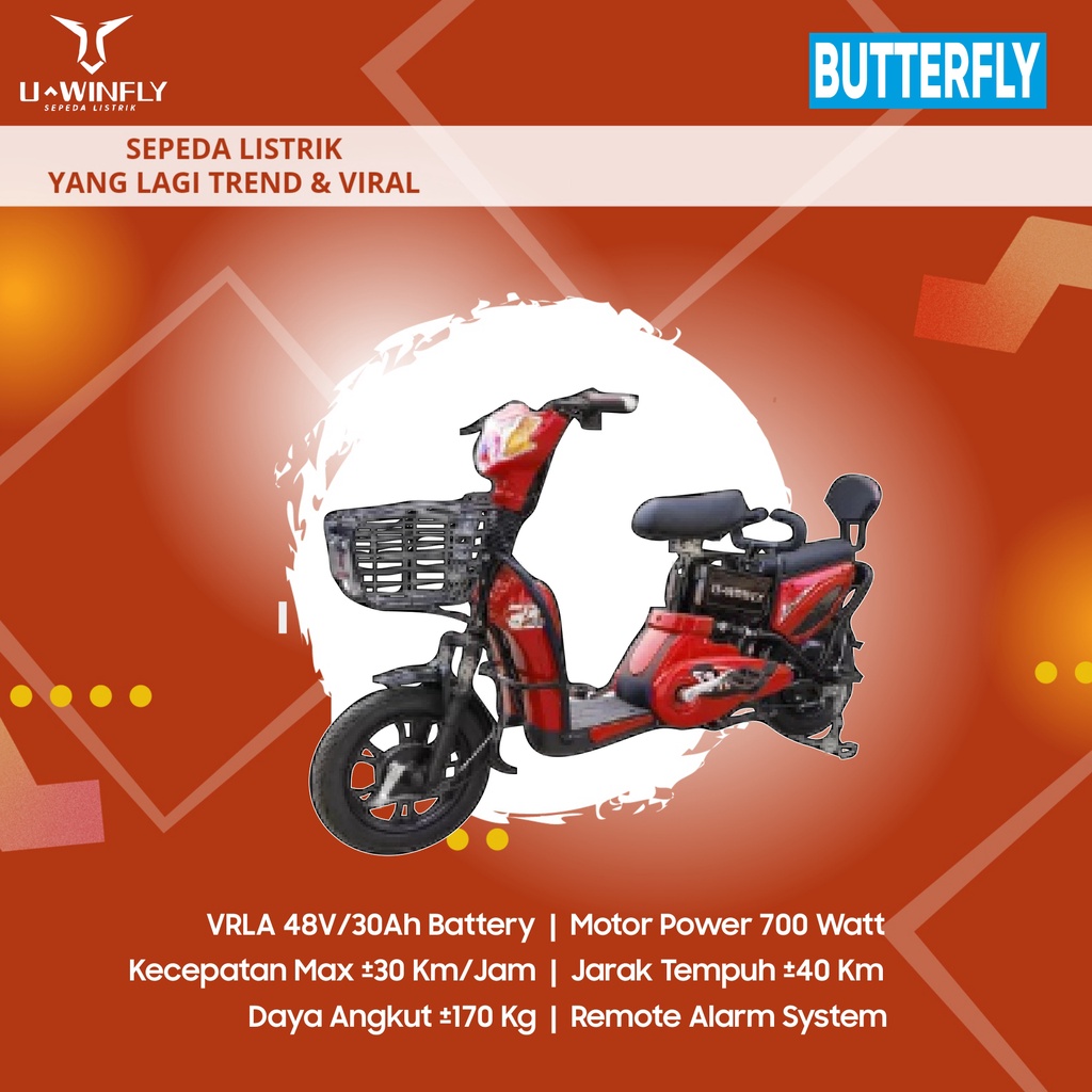 Sepeda Listrik UWINFLY BUTTERFLY BF Anti Banjir dan Baterai Cabut