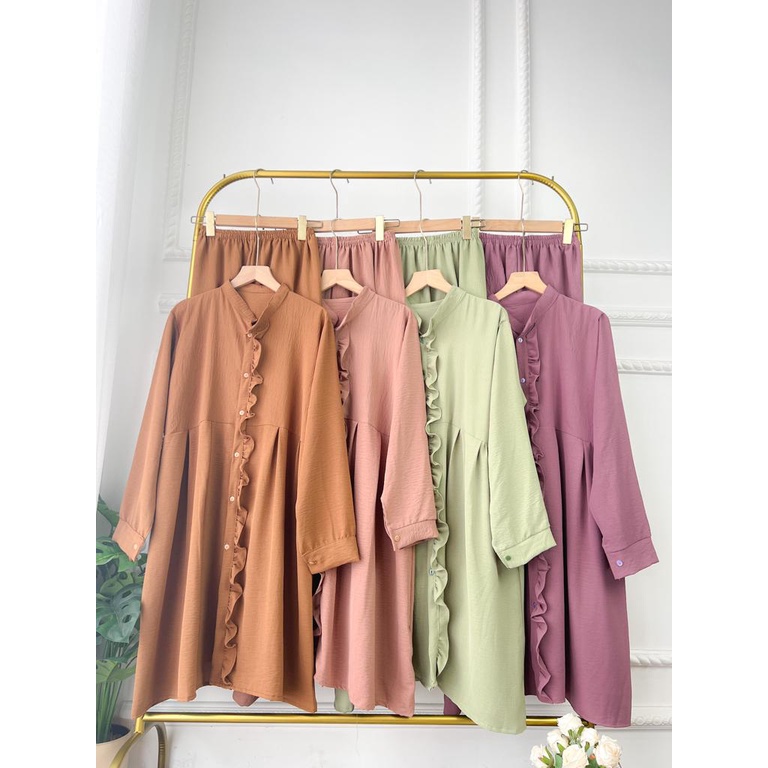 ASOFA SETELAN LONGTUNIK ONESET PREMIUM WANITA MUSLIMAH AIRFLOW CRINCKLE DEODORA