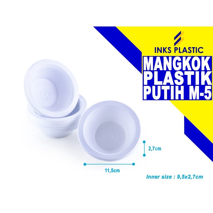 [Mangkok] Mangkok Plastik Putih M5/Mangkok Plastik Kecil (Isi 50 Pcs) [Stok]