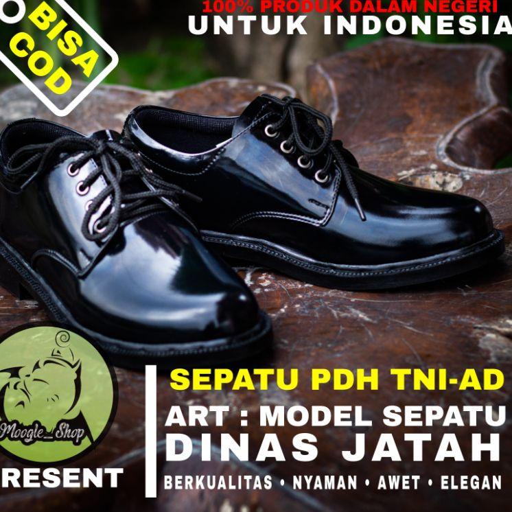 SEPATU PANTOFEL DINAS PDH TNI-AD MODEL PENDEK / SEPATU JATAH PEMBAGIAN TNI KILAP TANPA SEMIR / SEPAT