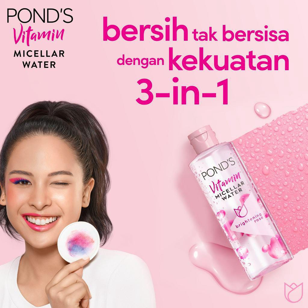 Ponds Micellar Water 99% Makeup Remover Brightening Rose Hydrating Aloe  100ml