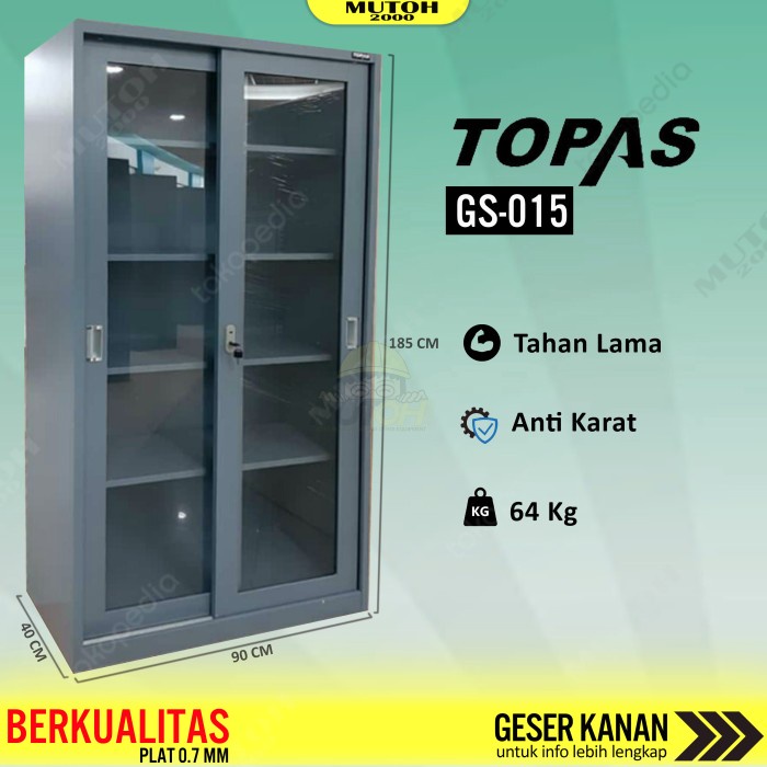 

Lemari Arsip Lemari Besi Filling Cabinet 2 Kaca Sliding Topas Gs-015 Star Seller