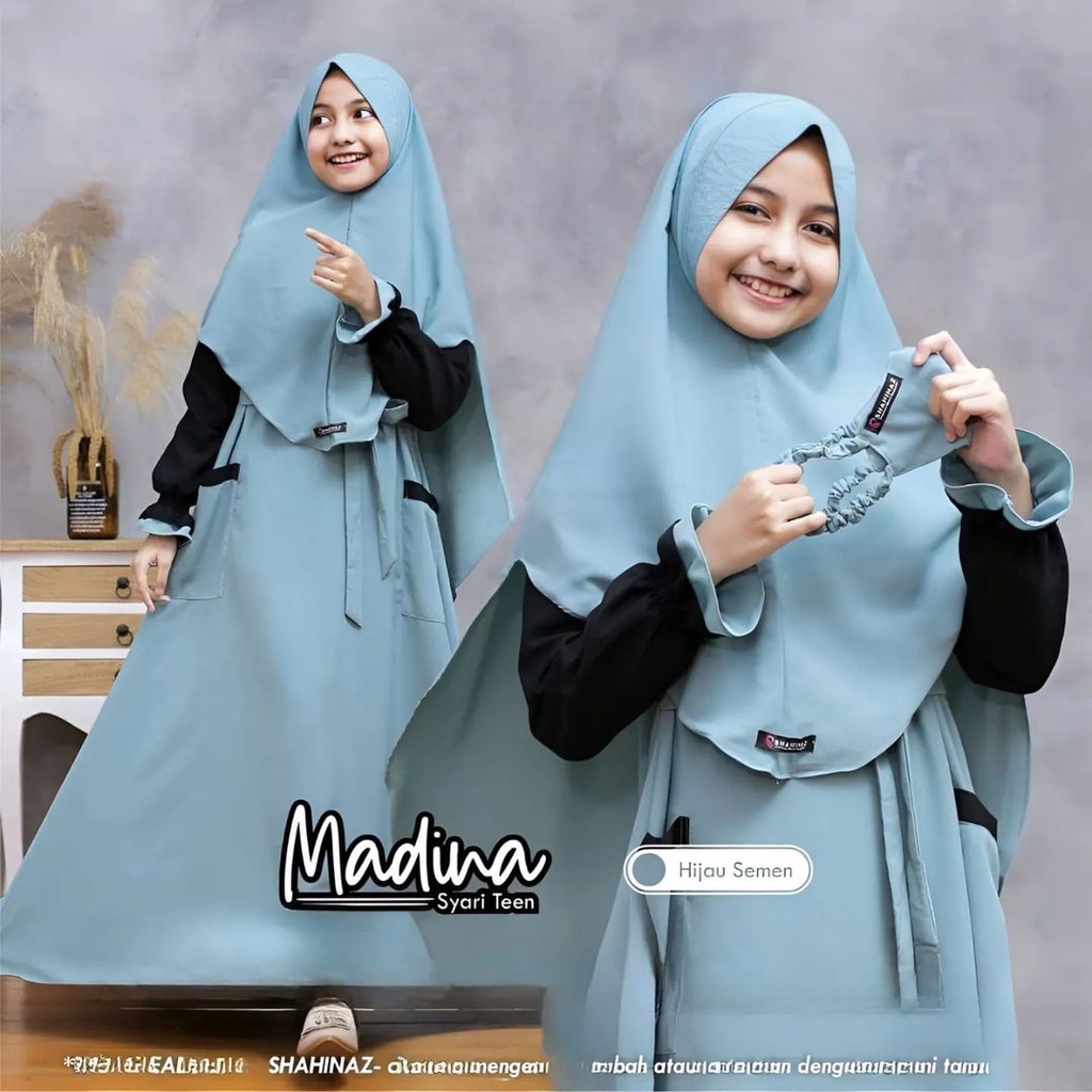 Baju Gamis Anak Tanggung Kekinian Madina Set Syar'i Syar'i Kids And Teen Gamis Khimar Free Masker Anak Usia 9 10 11 12 Tahun Dress Crinkle Anak Perempuan Gamis Muslimah Anak Cewek Tanggung