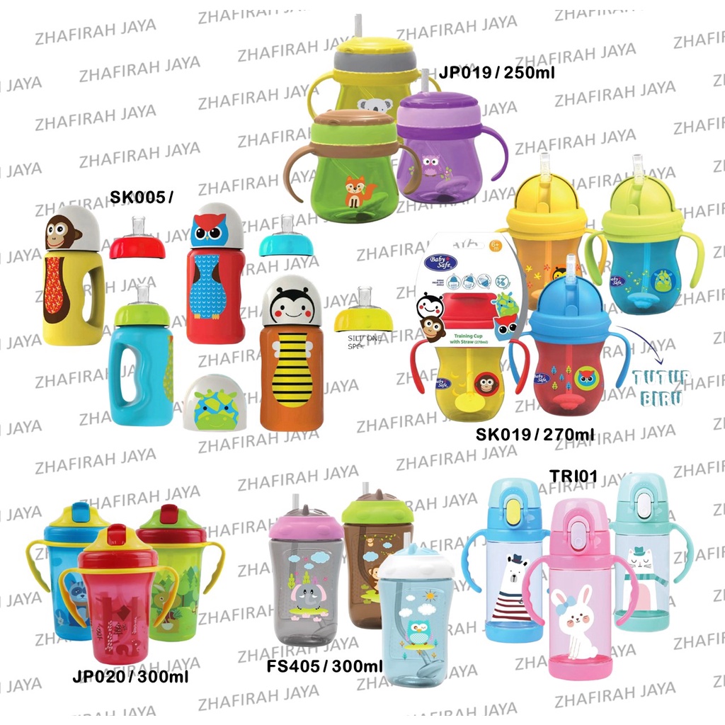 ❤ZJ❤ Botol Minum BABY SAFE DENGAN Sedotan dengan Pemberat / Cup with Weighted Straw 300 ml BABY SAFE FS045