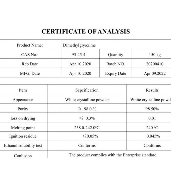 

25 gr DMG DIMETHYL GLYOXIME / DIMETHYLGLYOXIME C2H8N2O2 ghe04