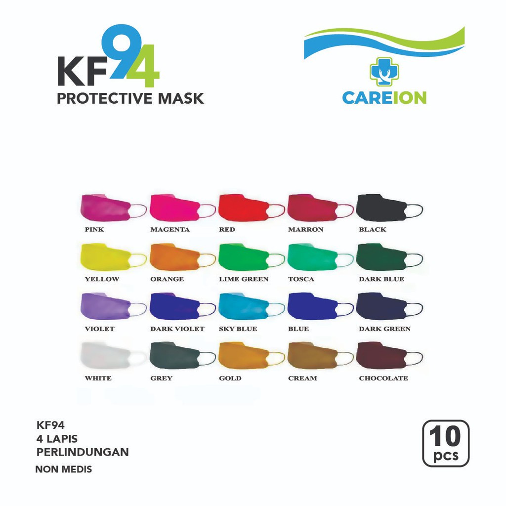 Vlimberry KF94 Mouson Masker KF 94 Careion KF94 Korea 4Ply 4D Isi 10