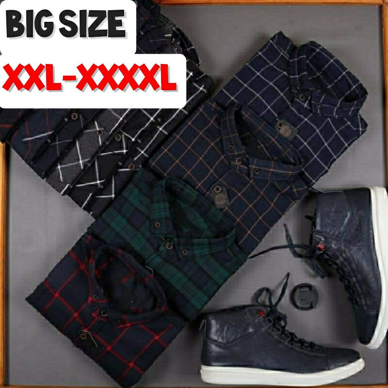 Kemeja Jumbo Flanel Big size Lengan Panjang Kemeja Kotak Kotak Jumbo Kualitas Premium