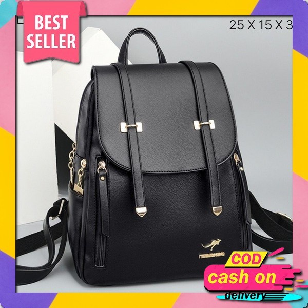 Tas Ransel Wanita Import Korea Anti Vermona Air Motif Catur Hitam Ta704B5 Gendong Punggung Sekolah K