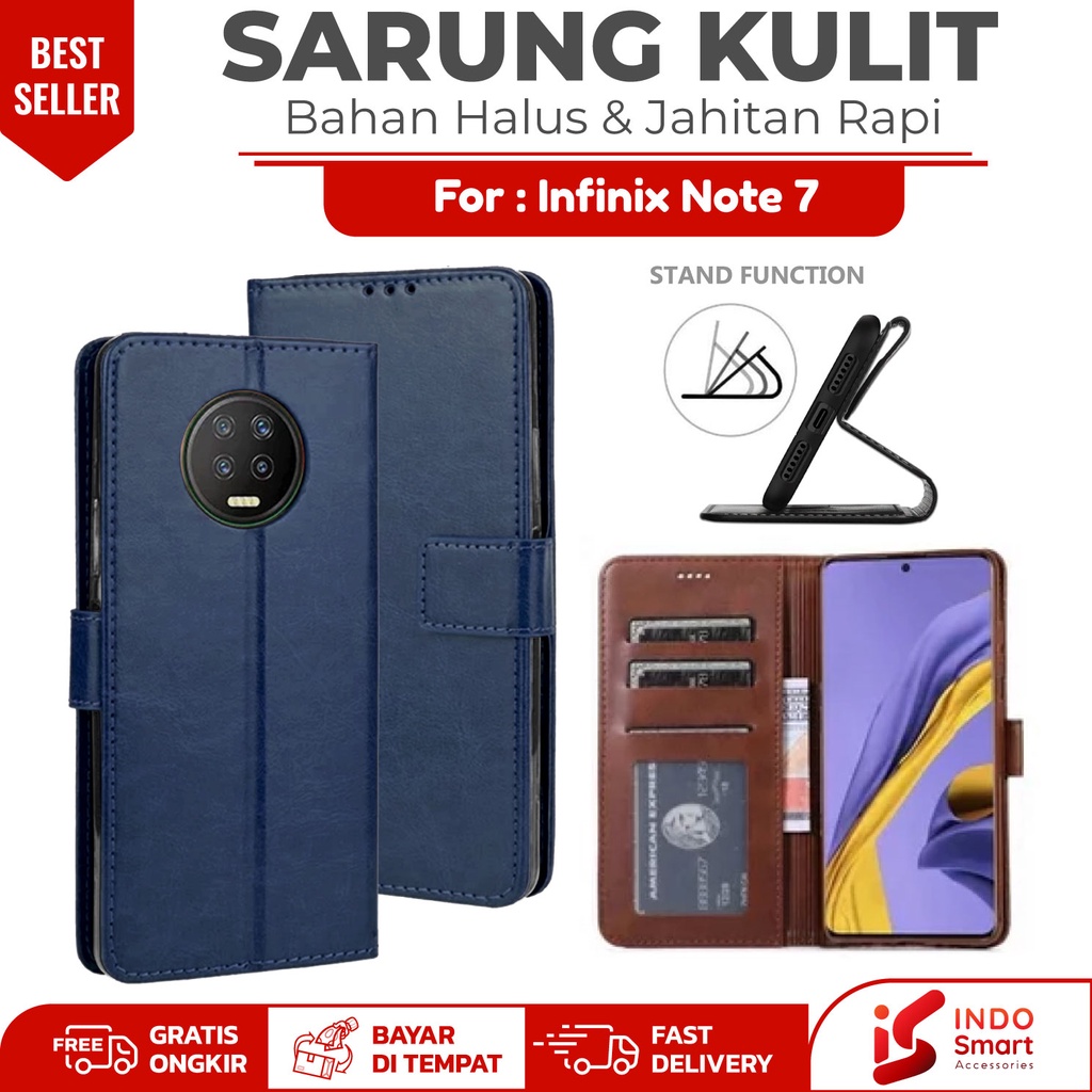 Infinix Note 7 / Case Infinix Note 7 Note7 / Flip Casing Hp Dompet Wallet Sarung Kulit Hp
