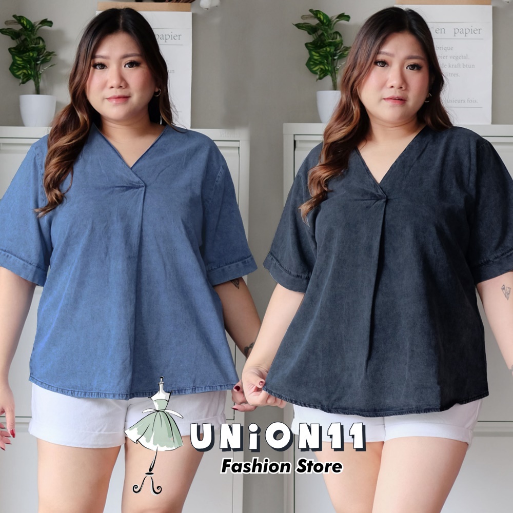 UNION11- ATASAN WANITA JUMBO XXXL / BAJU JUMBO WANITA / BAJU KERJA WANITA BIGSIZE / BLOUSE JUMBO WANITA / ATASAN JUMBO XXXL WANITA NELSON / SKIPPER BLOUSE