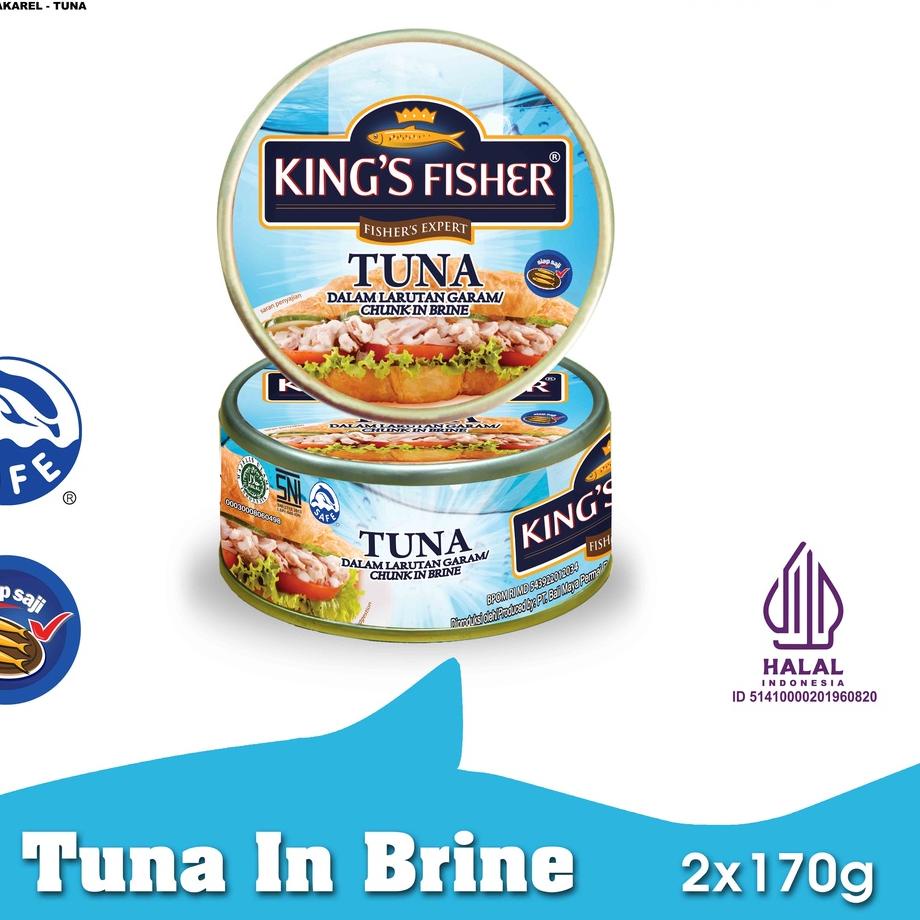 

♩ King's Fisher Paket 2 pcs Tuna dalam Air Garam Tuna in Brine Daging Makanan Kaleng 170 gr ♡