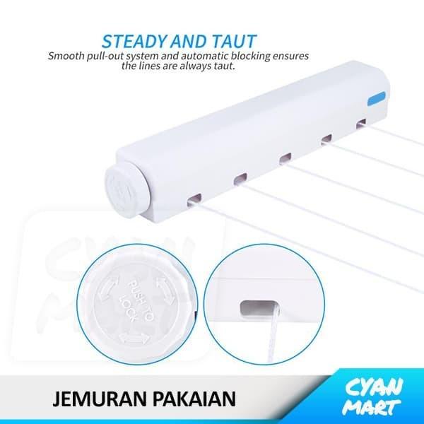 Jemuran Baju Automatic Drying Rope Clothesline Alat Jemur Pakaian