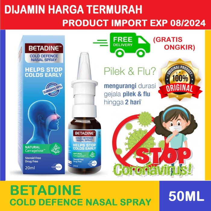 TERLARIS- (READY ORIGINAL IMPORT) Betadine Nasal Spray Dewasa (NEW)