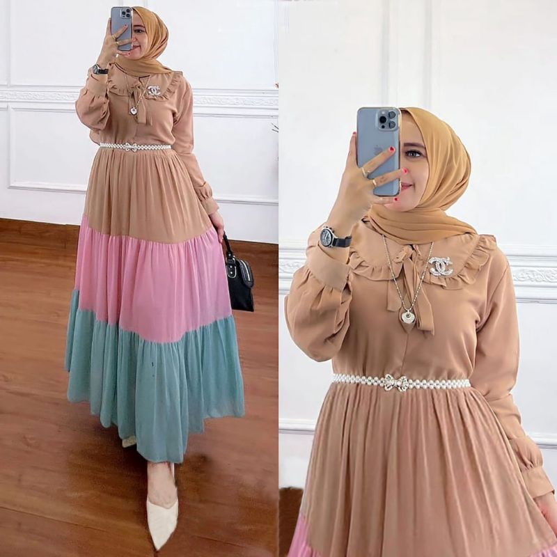 MAHARANI DRESS GAMIS VIRAL KEKINIAN DRESS MUSLIMAH GAMIS TERBARU 2023 LEBARAN WANITA DRESS WANITA FA