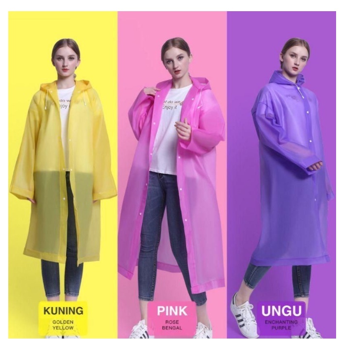 JAS HUJAN EVA TRANSPANT TEBAL DEWASA KOREA PONCHO PRIA WANITA UNIVERSAL / RAINCOAT