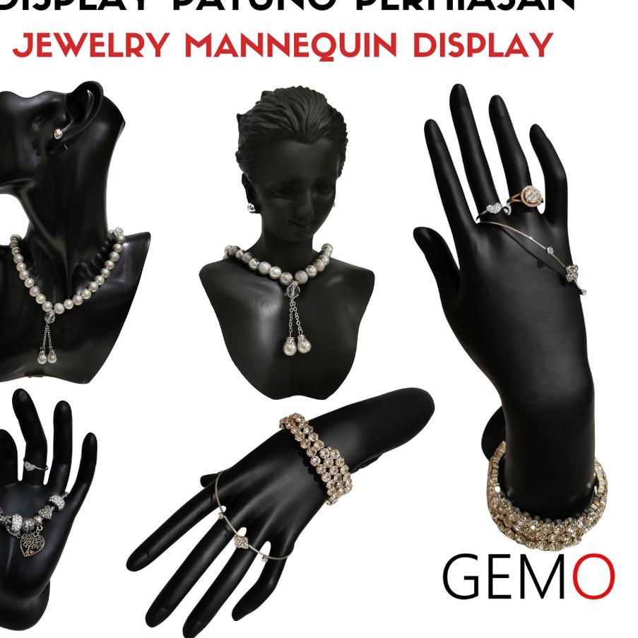 ❂ Display Patung Perhiasan Manekin untuk Cincin Gelang Kalung Anting cocok untuk Alat Peraga Toko Em