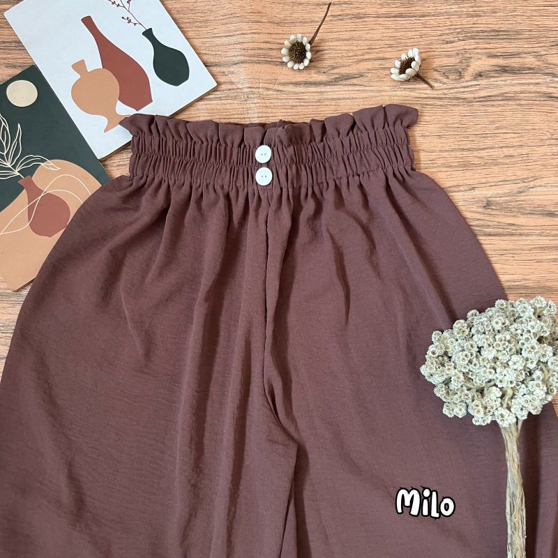 Button Pants Wanita / DOBBY PANTS 2 KANCING CELANA KULOT WANITA / Celana Panjang Wanita Korean Style Loose High Waist