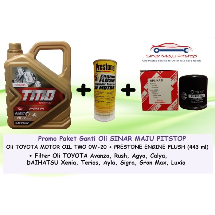 Paket Ganti Oli Mobil TOYOTA RUSH - TMO 0W-20 & Filter & Engine Flush ORIGINAL