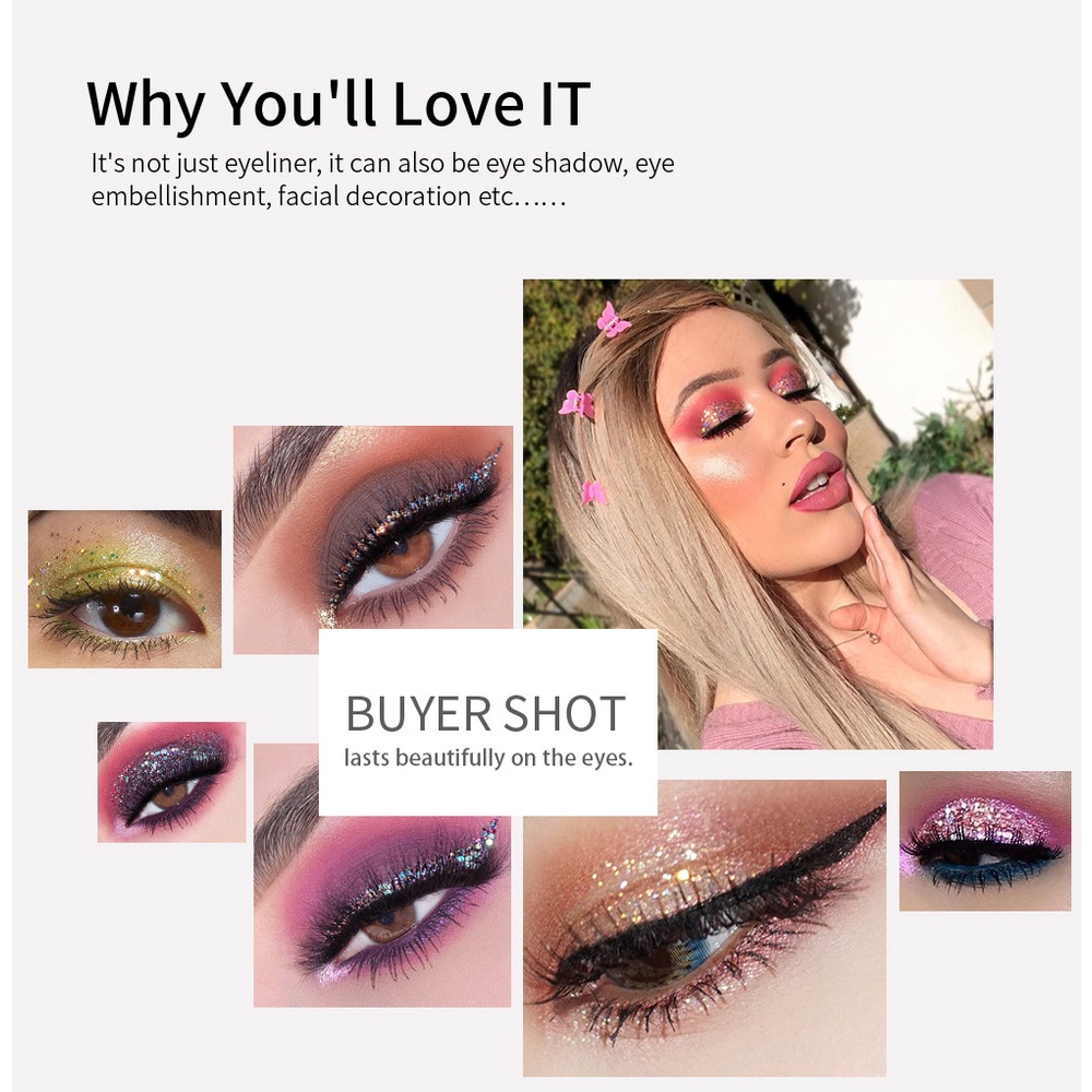 【 Baru】ALLPHV Liquid Glitter Eyeliner Shimmer Glitter Eyeshadow Beauty Sets Long Lasting Waterproof Sparkling Eye Makeup Set