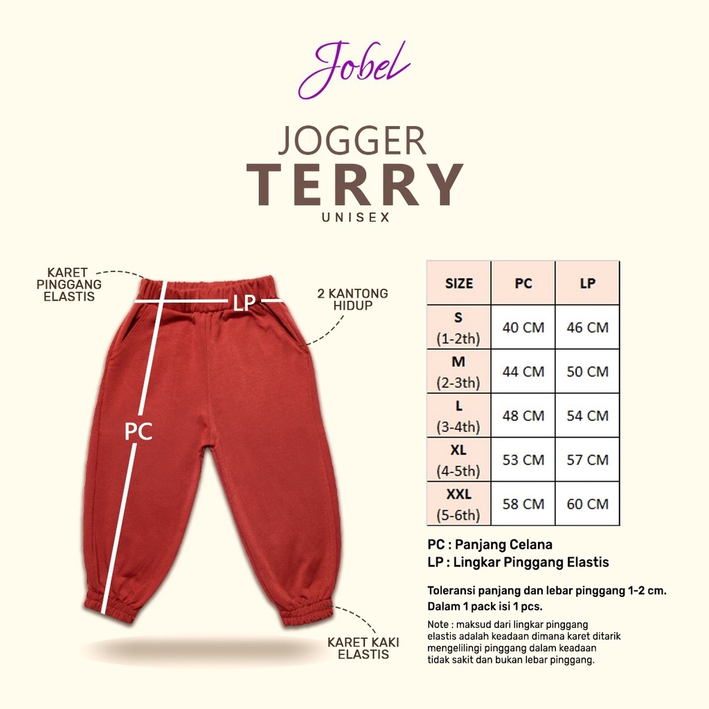 JOBEL MURAH JOGER TERRY CELANA PANJANG ANAK UNISEX JOGER