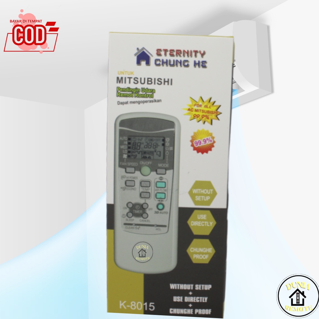 Remot Remote AC MITSUBISHI electric Multi Universal K-8015 Tanpa setting