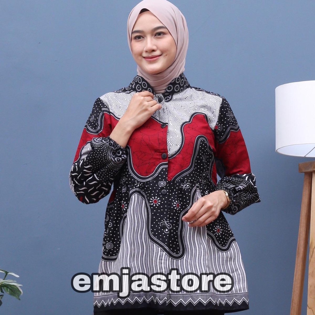 BLUS BATIK LENGAN KARET BALON SALUR