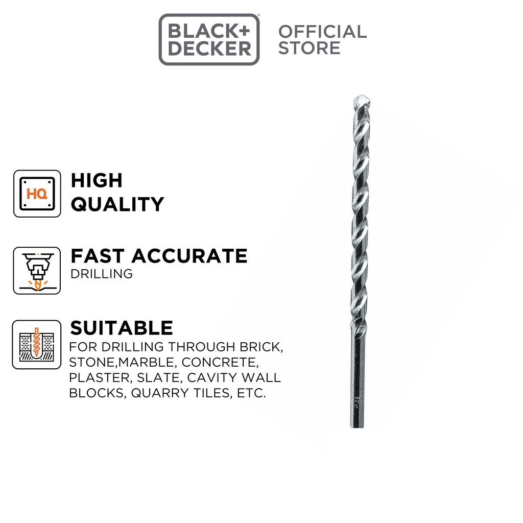 Black+Decker Mata Bor Tembok 11mm Masonry Drill Bit (A8722)